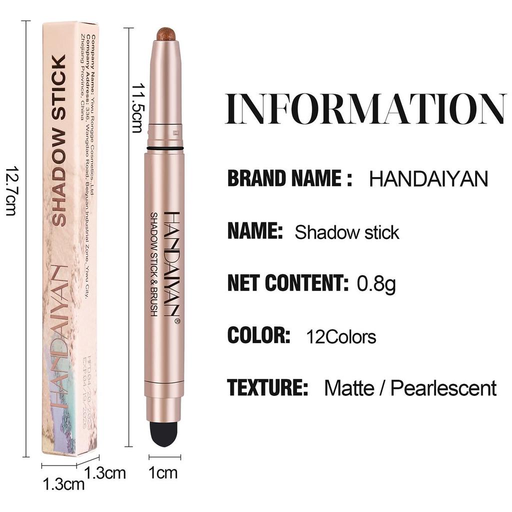 Двусторонняя палочка для теней для век с бриллиантовым мерцающим хайлайтером, ультрапигментированная стойкая кремовая кисть для теней для век