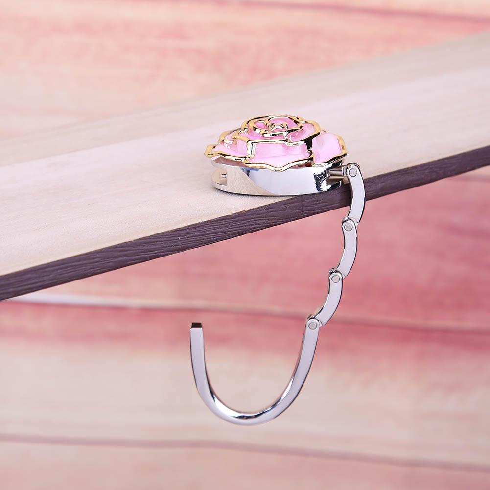 Металлическая вешалка с крючком, уникальный складной узор с розой, модный настольный крючок, 1 шт., кошелек из сплава, сумки, детали, аксессуары