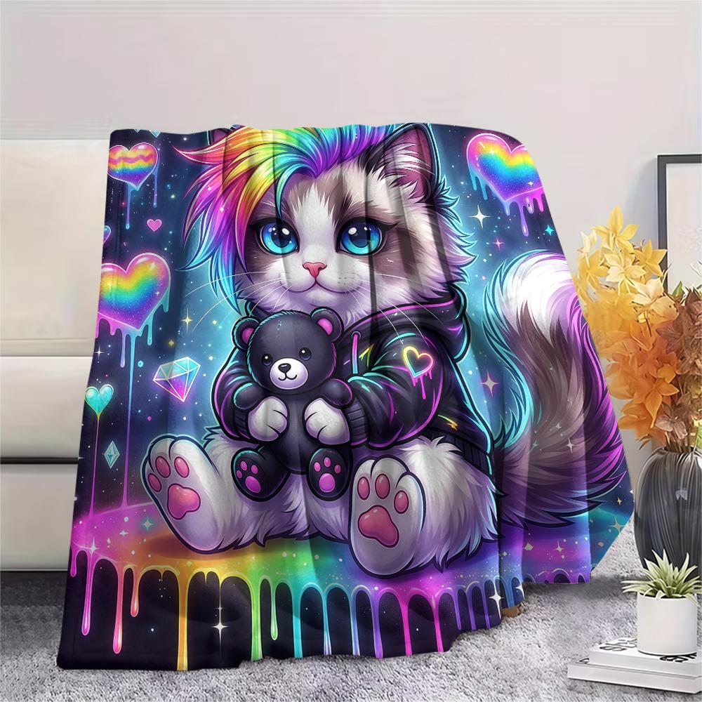 Colored Moxibustion Head Print Flannel Blanket,High quality Comfortable for All Seasons,Home Decor,Warmth and Comfort,Perfect for Christmas Gifts
