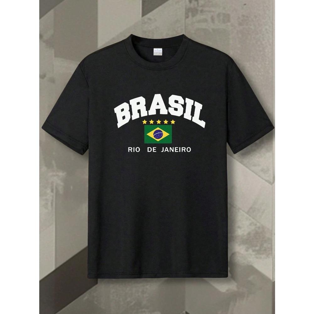 Фитнес Мужская Футболка с Графикой Флагов и Букв, Рукава Реглан, Спортивный Топ для Тренировок, Базовый Принт, Хлопок, Мужская Высококачественная Повседневная Футболка