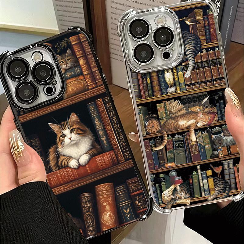 Милый кот Книжная полка Интересный Мягкий чехол для телефона Для Xiaomi Poco X7 X8 Pro Max X6 X5 X3 F8 Ultra F7 M8 M7 M5S Redmi 15C 15A 15 14C
