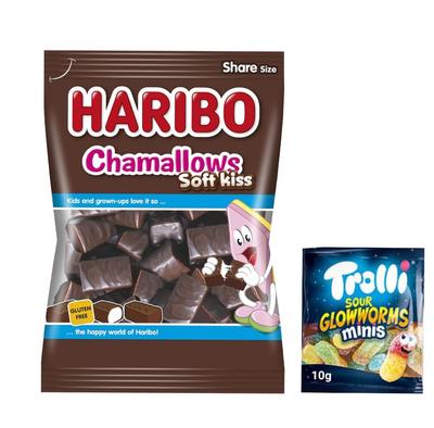HARIBO Шоколадный зефир Chamallows Поделиться Размер 200 г Trolli Sour Gummy Мини Размер 10 г [Классная доставка] +