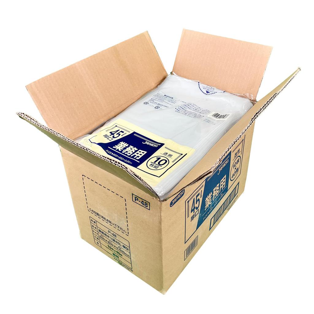 Japax Garbage Bag 45L Thickness 10 Sheets X 40 Books Durable and Flexible Polybag (Transparent) 0.040mm (400 Sheets) P-48 (thick Mouth)