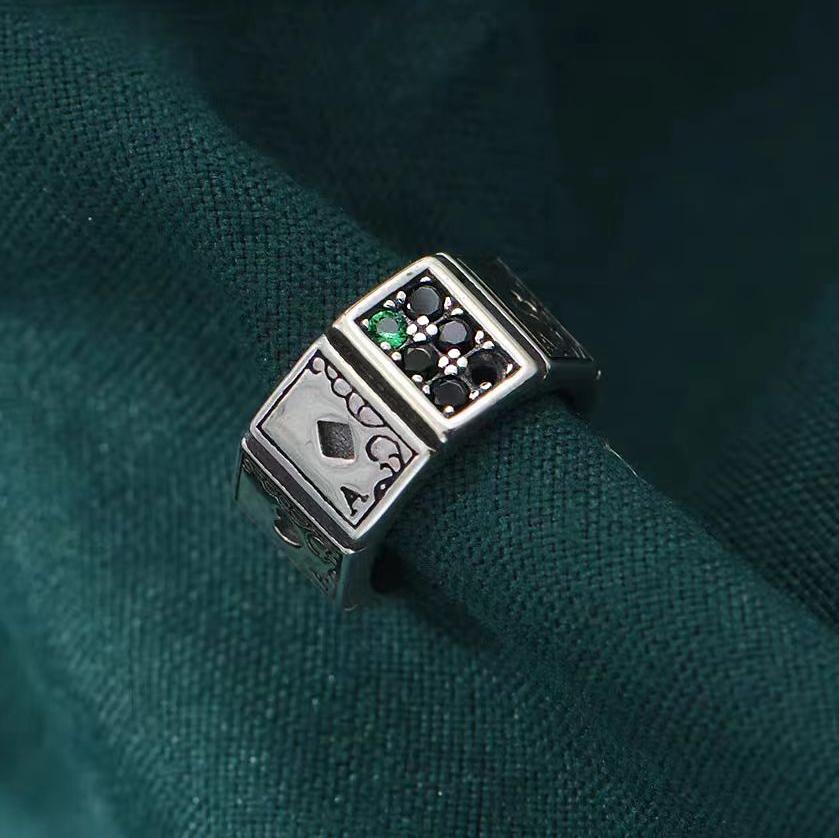 Модные преувеличенные открывающиеся кольца для игральных карт и кристаллов на палец для мужчин и женщин, винтажные покерные вечерние украшения в стиле панк