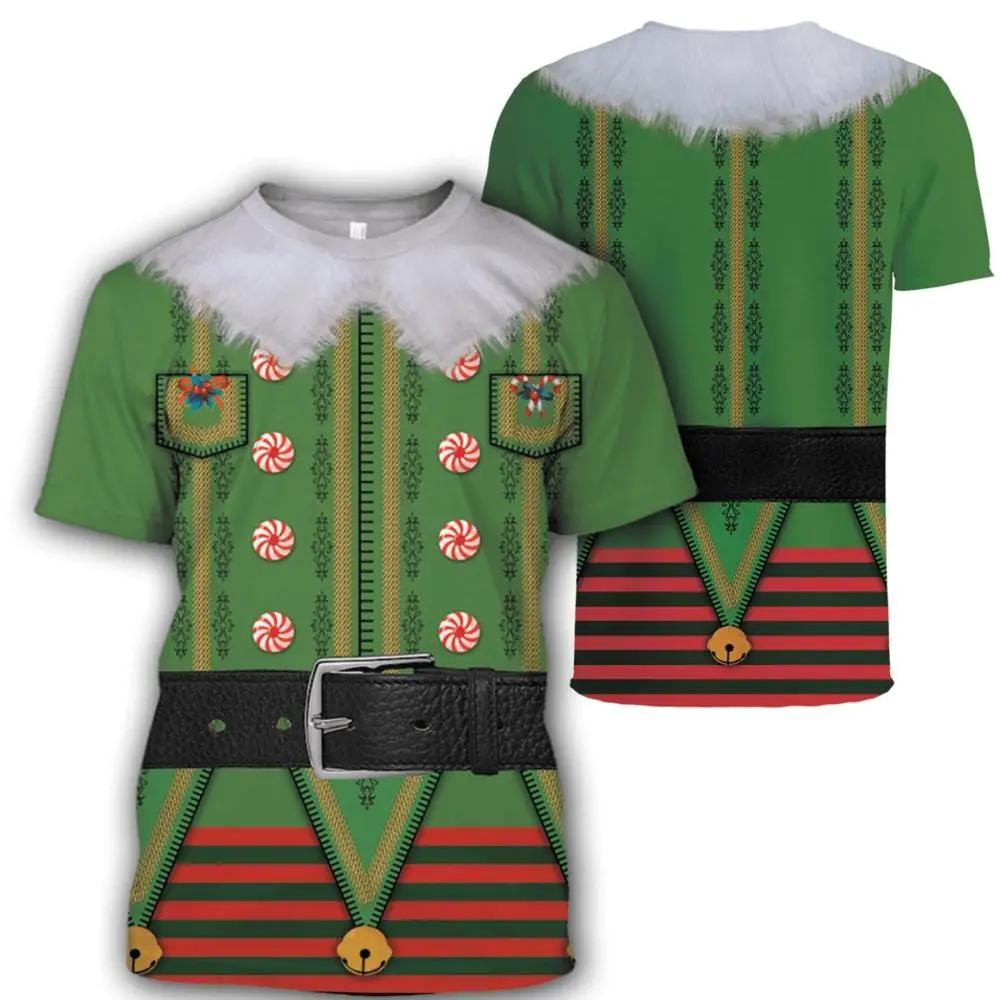 Мужская футболка на Новый год, Рождество, с круглым вырезом, одежда для косплея, HD 3D-принт, повседневная рубашка с коротким рукавом, свободный уличный топ в стиле хип-хоп