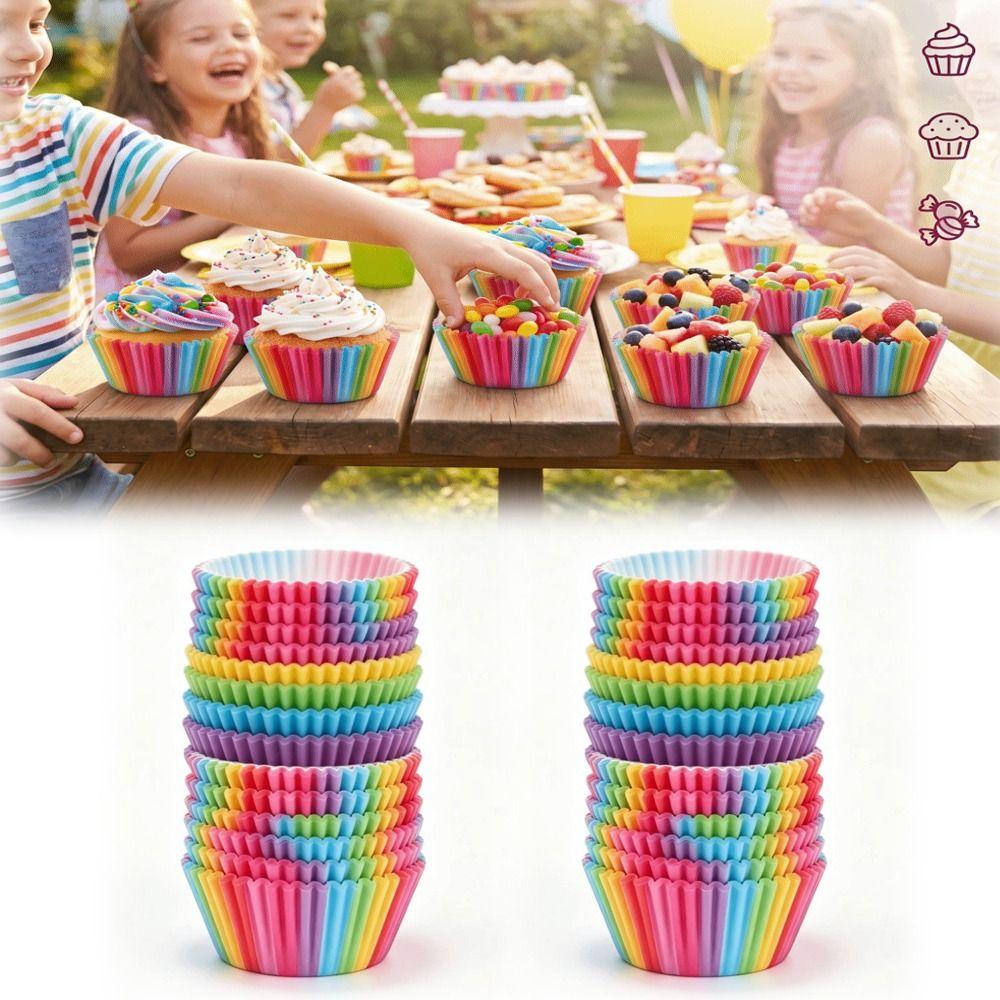 Greaseproof Colorful Cupcake Liners Paper Greaseproof Baking Cups Nonstick Cake Molds Cake Baking