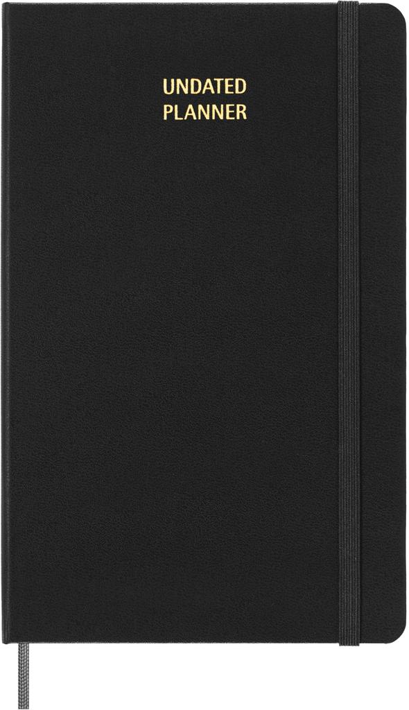Moleskine 12-месячный недатированный еженедельник, большой формат (13 см x 21 см), Черная твердая обложка, DHUNDB12WN301