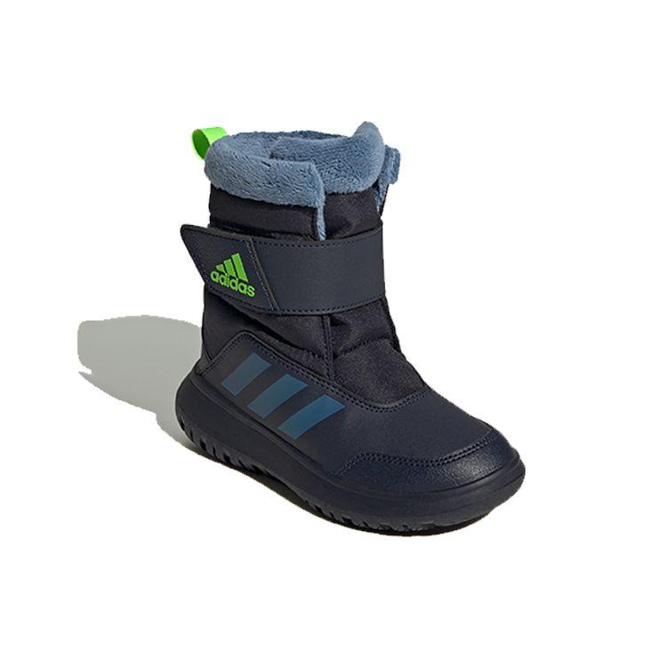 Adidas Зимние ботинки Winterplay C Нескользящие Прочные Теплые До середины икры Детские ботинки Детские ботинки Черные Синие GZ6796