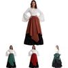 Европейское средневековое женское платье для косплея на Хэллоуин, костюм эпохи Возрождения, комплект из двух частей, синий, красный, зеленый, коричневый