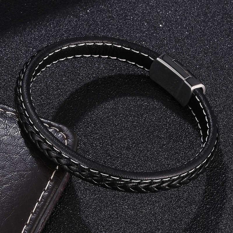 Black Leather Bracelet Women Fashion Bracelet Men Jewelry Health Care Preferred Bangles Gifts