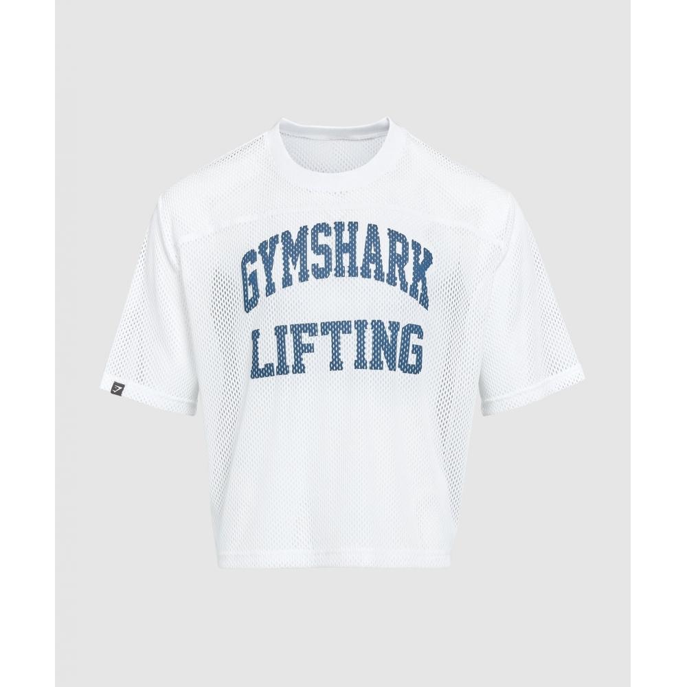 Gymshark Футболка свободного кроя в сетку белого цвета A5a5j Wb57