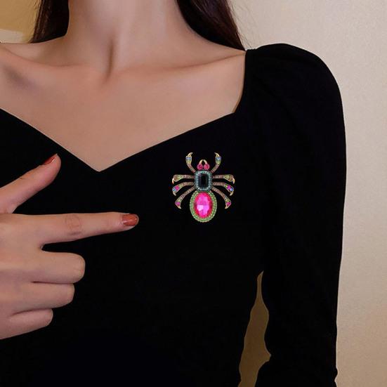 Унисекс, винтажная преувеличенная брошь в форме паука, брошь из искусственного кристалла, значок в форме животного, модные аксессуары