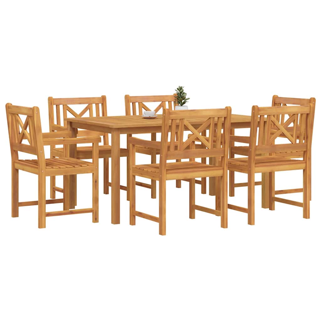 Garden Dining Set 7 pcs Brown Solid Acacia Wood
