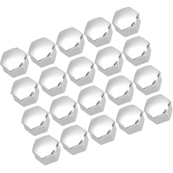20pcs 21mm Wheel Lock Lug Bolt Nut Cover Caps Center Cover Bolt Locking Caps with Clip Tool Set Replacement for Tesla Model 3 Y S Silver Tone