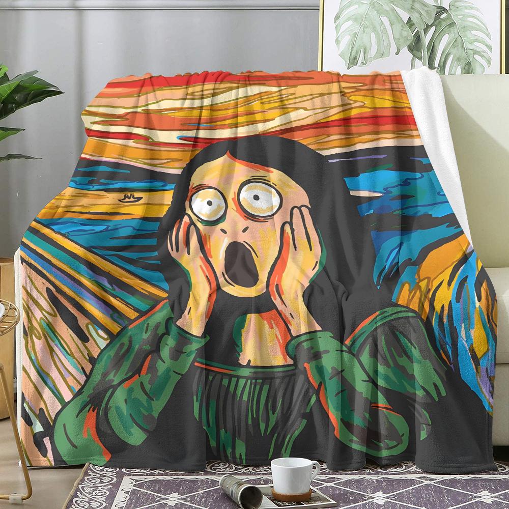 The Scream Painting Throw Soft Flannel AC Blanket Lightweight Summer Nap Throw Cozy Blanket for Sofa Bed Travel Home