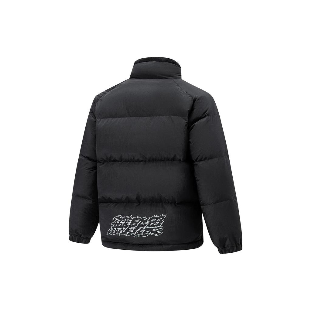 Li Ning Plain Stand Collar Loose Short Down Jacket Men Outerwear Black AYMT171-1