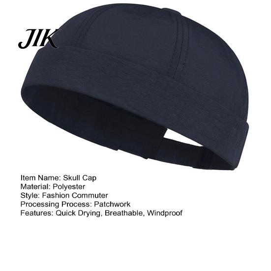 Skull Cap for Outdoor Adventures Brimless Men Quick Dry Breathable Docker Adjustable Harbour Landlord Hat Casual Visor-Less Sailor Polyester Headwear