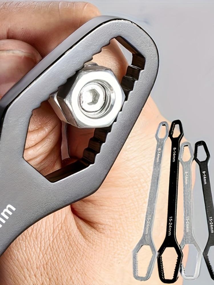 1pc Universal Wrench Multifunctional Self-tightening Wrench Double-ended Stay-board Plum Blossom Fast-moving
