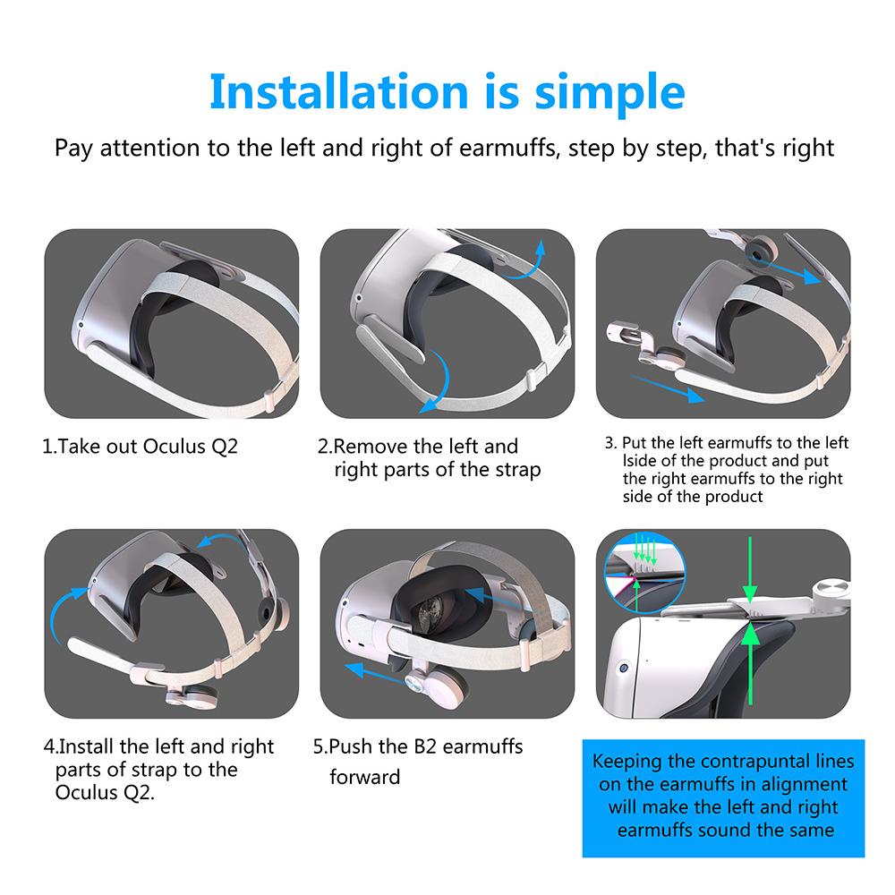1 пара новых регулируемых VR наушников для Oculus Quest 2, аксессуары для головного ремня