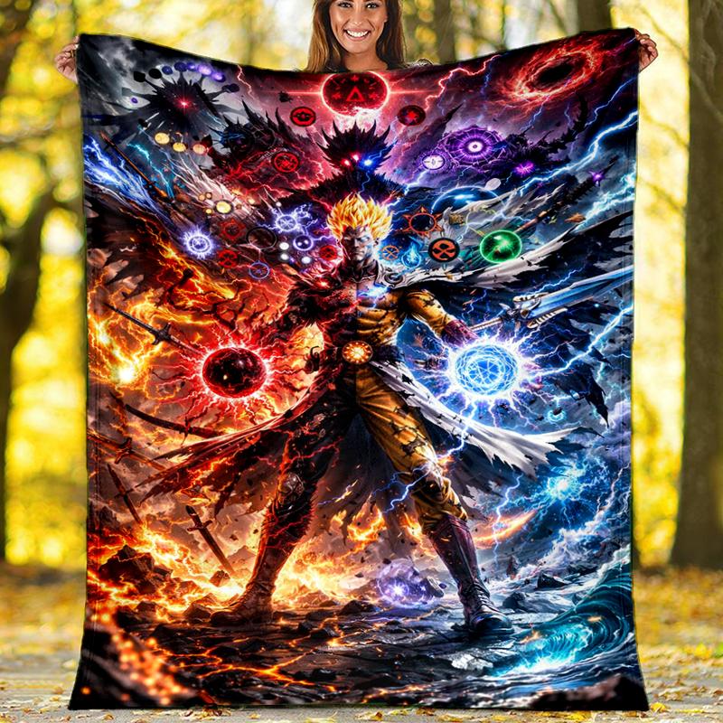 Power Light Print Flannel Blanket, Soft Warm Lightweight Throw Blanket for living Room,Sofa Bed Camping office