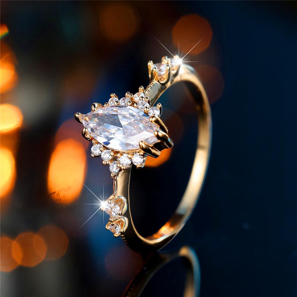 Роскошные женские обручальные кольца с белым цирконием, золотистые свадебные кольца, ювелирные изделия, подарки для вечеринок.