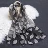 1 Pcs Sunscreen Shawl Beach Towel Muslim Headscarf Embroidered Flower Simulation Silk Scarf Transparent Lace Leaf Scarf
