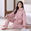 Pajamas Women'S Winter Pure Cotton Three-Layer Padded Cotton Piled Thickened Women'S Autumn And Winter Coral Fleece Padded Jacket Women'S Loungewear