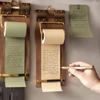 Vintage Scroll Pad with Wooden Roller Tear-Off Memo Paper Dispenser Reusable Hanging Note Board for Home Office