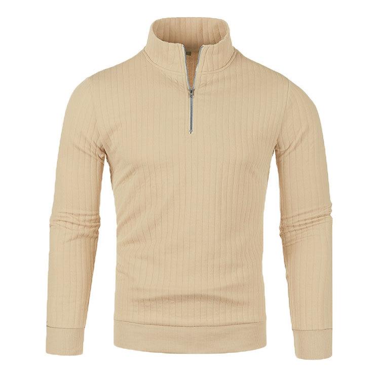 Осень-зима Мужская полуводолазка с длинным рукавом и полумолнией, трикотажный свитер с длинными рукавами, топы из трикотажа