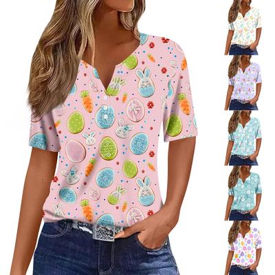 Женская повседневная футболка с v-образным вырезом и коротким рукавом с декоративными пуговицами, топ