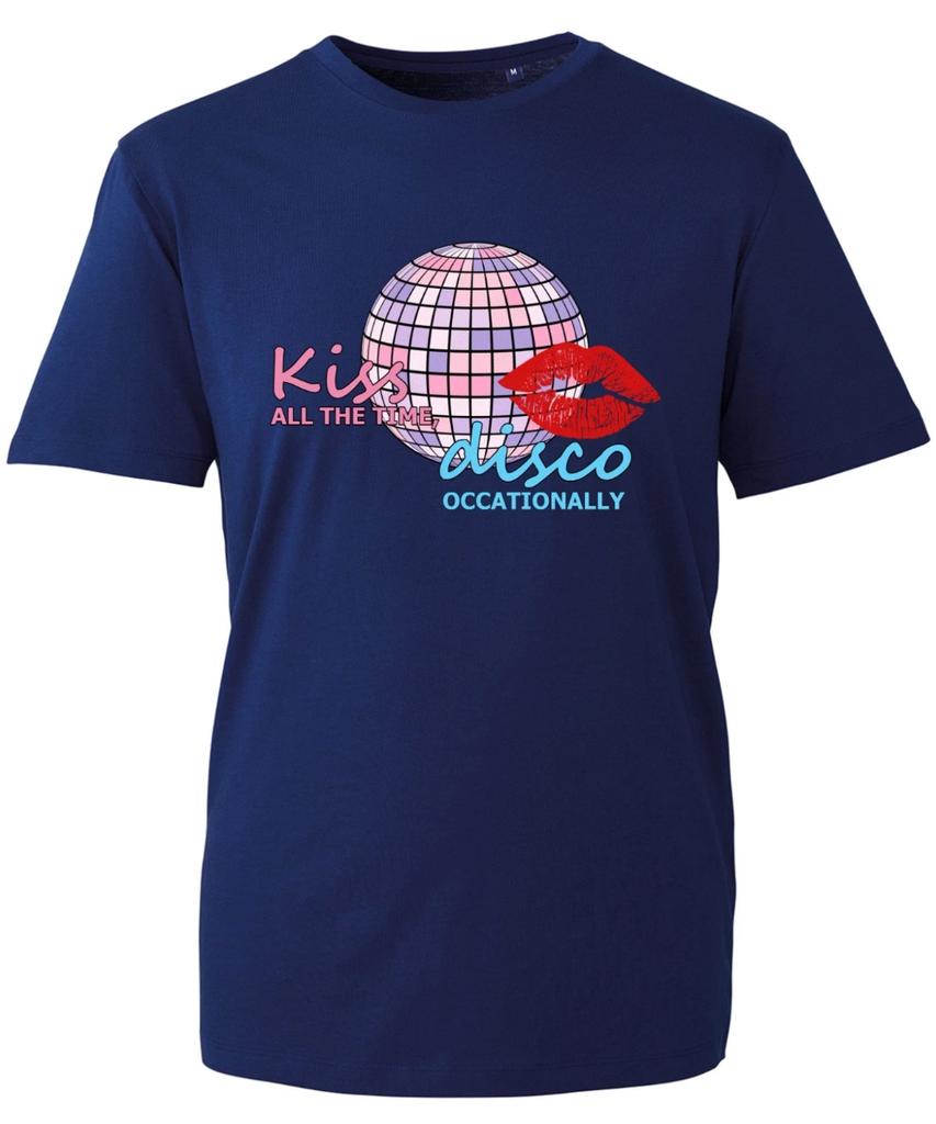 Kiss All The Time Disco Occasionally Retro Disco Tshirt Pure Cotton Couple Summer Streetwear Shirt oversized t shirt y2k top