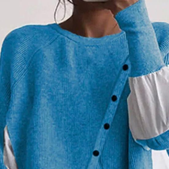 Шикарная блузка с длинными рукавами, теплый лоскутный женский свитер с цветными блоками, женский свитер