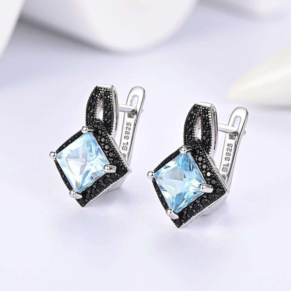 Комплект из серебра 925 пробы: кольцо, серьги, подвеска, ожерелье с натуральным небесно-голубым топазом, набор изящных ювелирных изделий для женщин для повседневной носки и вечеринок