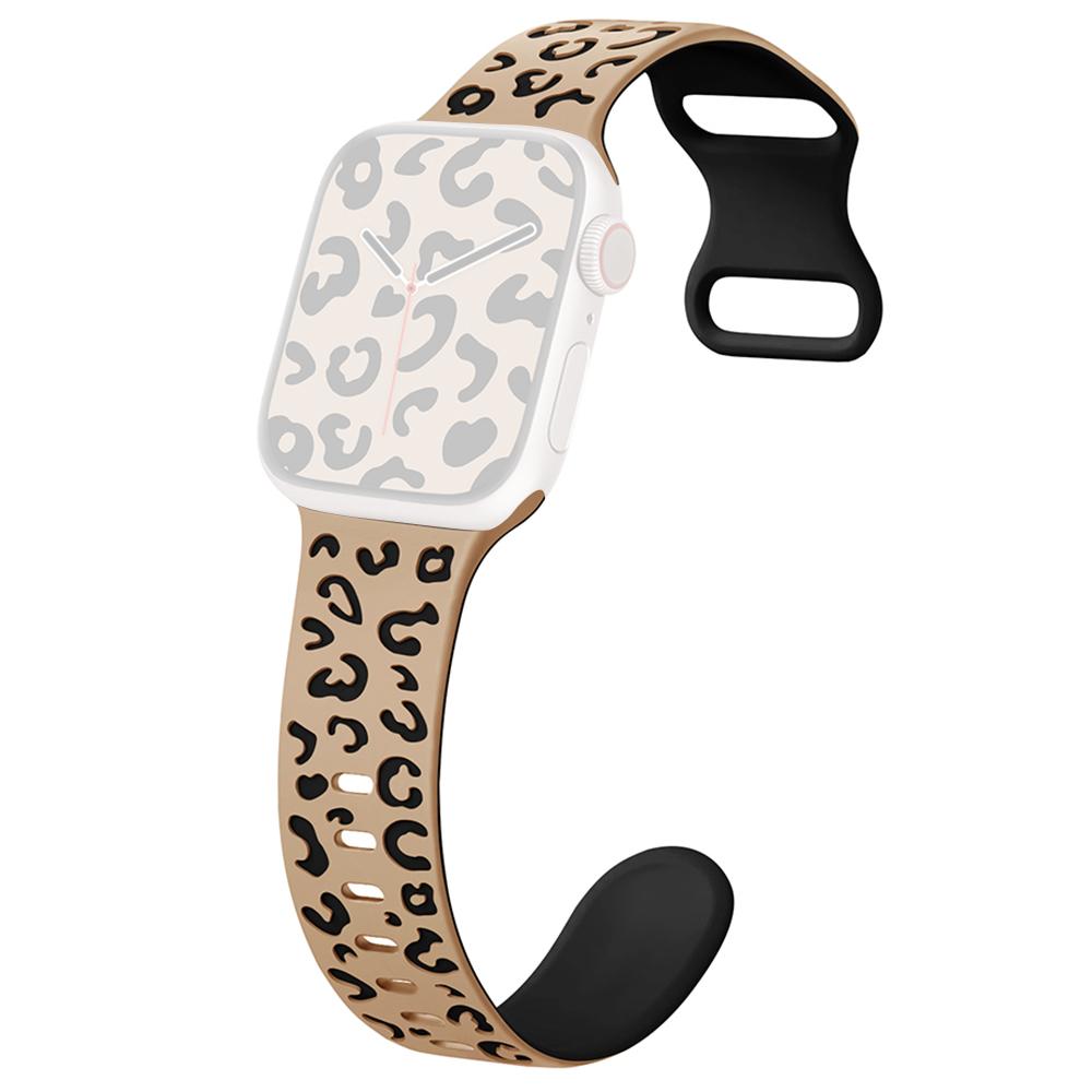 For Apple Watch Series 10 42mm/9 8 7 41mm/SE (2023) SE (2022) SE 6 5 4 40mm/3 2 1 38mm Leopard Silicone Strap