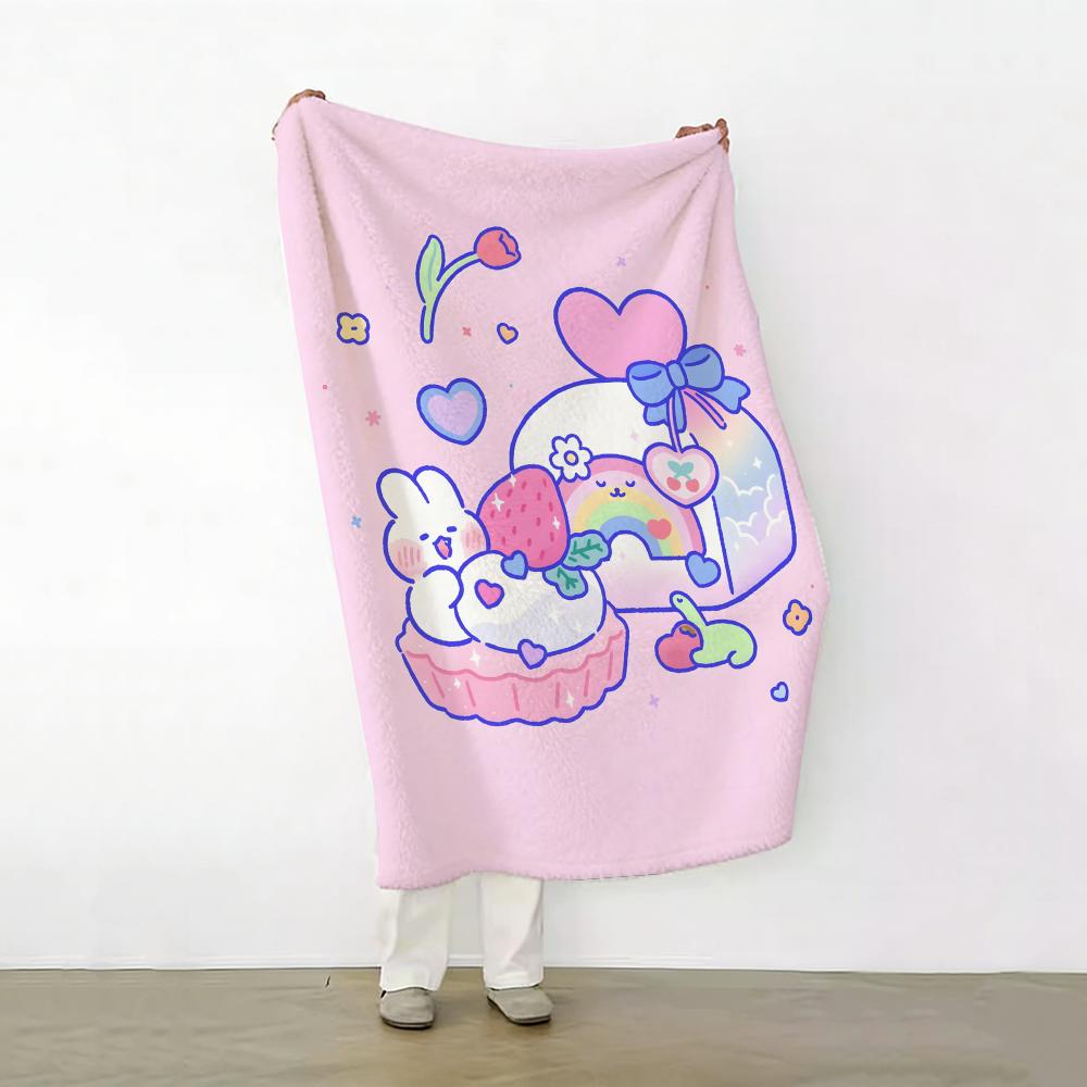 Cartoon meme m mongmong Rabbit meme Throw Soft Warm Flannel Fleece Throw Blanket for Sofa Bed Travel Home