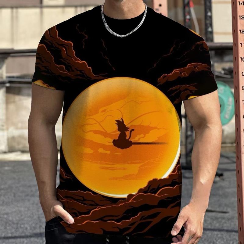 2026 Летняя Ретро Футболка Dragon Ball для Фитнеса Мужская Оверсайз 3D Печать Короткий Рукав Семейная Унисекс Детская Спортивная Футболка