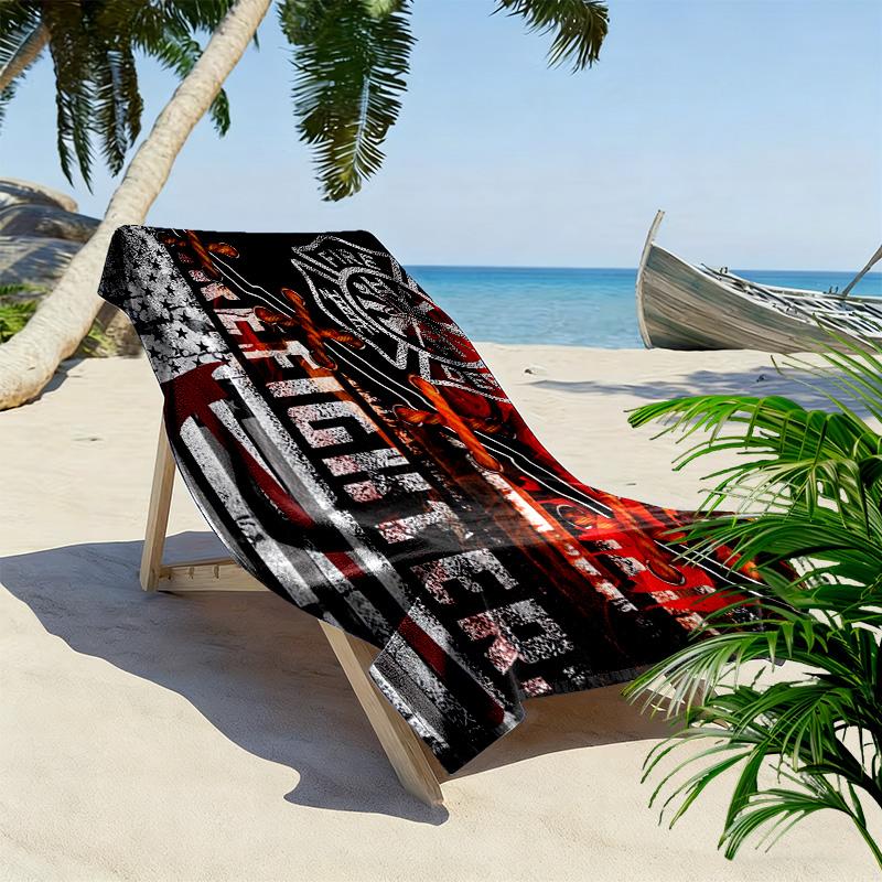 Firefighter Print Beach Towel, Large Soft Quick Dry Towel for Beach Camping Swimming