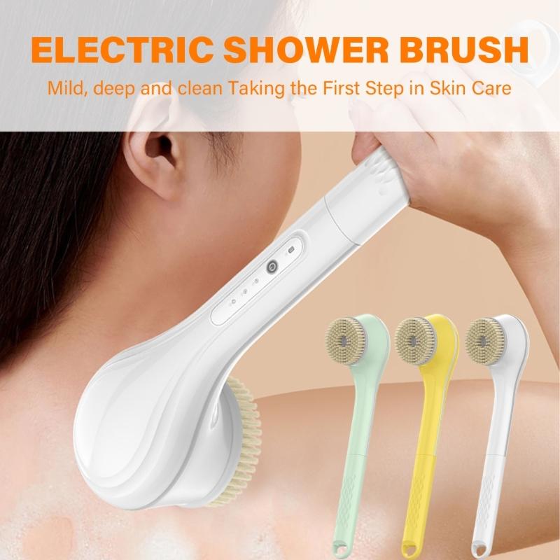 Effortless Shower Brush Electric Body Scrubbing Brush Long Handle Back Brushes Electric Washing Brush Suitable for Women