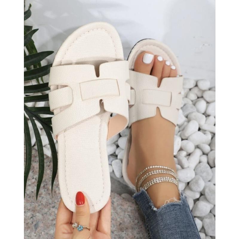 Шлепанцы большого размера с квадратным носком, женские сандалии, пляжная обувь