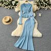 Autumn Korean Gentle Sweater 2 Piece Set Women Solid V-Neck Cardigan High Waist Long Skirt Female Knitted Slim Elegant Suits