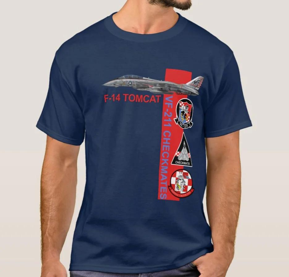 VF211 Fighting Checkmates F14 Tomcat Fighter TShirt Summer Cotton Short Sleeve ONeck Mens T Shirt New S3XL
