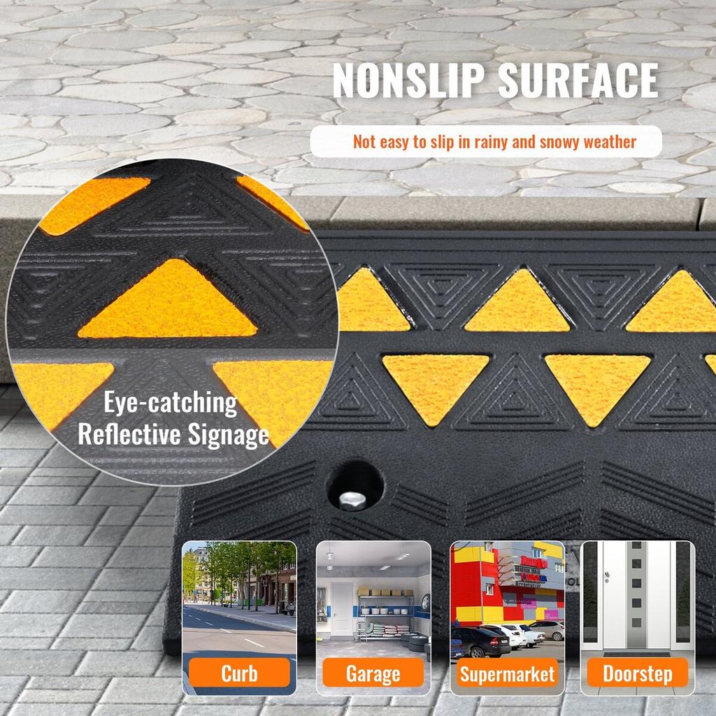 Rubber Curb Ramp 4.25" Rise Height Sidewalk Curb Ramp, 11.8" Width 19.7" Length Driveway Ramp for Curb, 15T Heavy Duty Rubber Ramp for Forklifts,