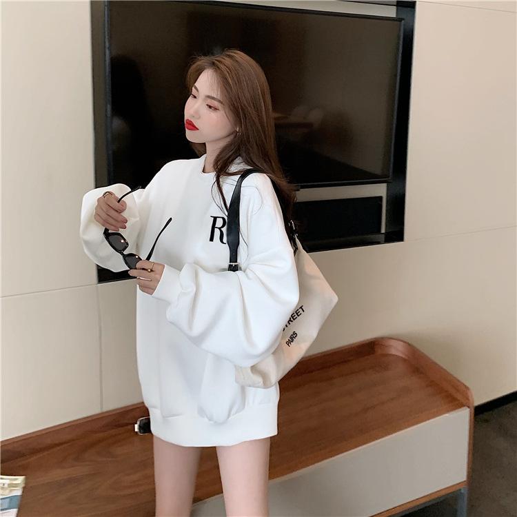Women Letter Printed Hooded Sweatshirt Ladies Long Sleeve Loose Casual Pullover Hoodies for Autumn and Winter