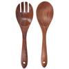Acacia Wood Fork and Spoon Set Salad Toss and Mix Servers Cooking Spoon Spork Set
