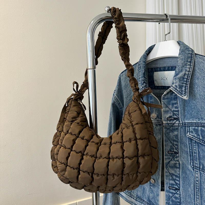 Nylon Bag Handbag Women Tote Bag Top Handle Bag New Personalized Pleated Cloud Bag Fashion Oxford Cloth Shoulder Oblique Dumpling Bubble Bag