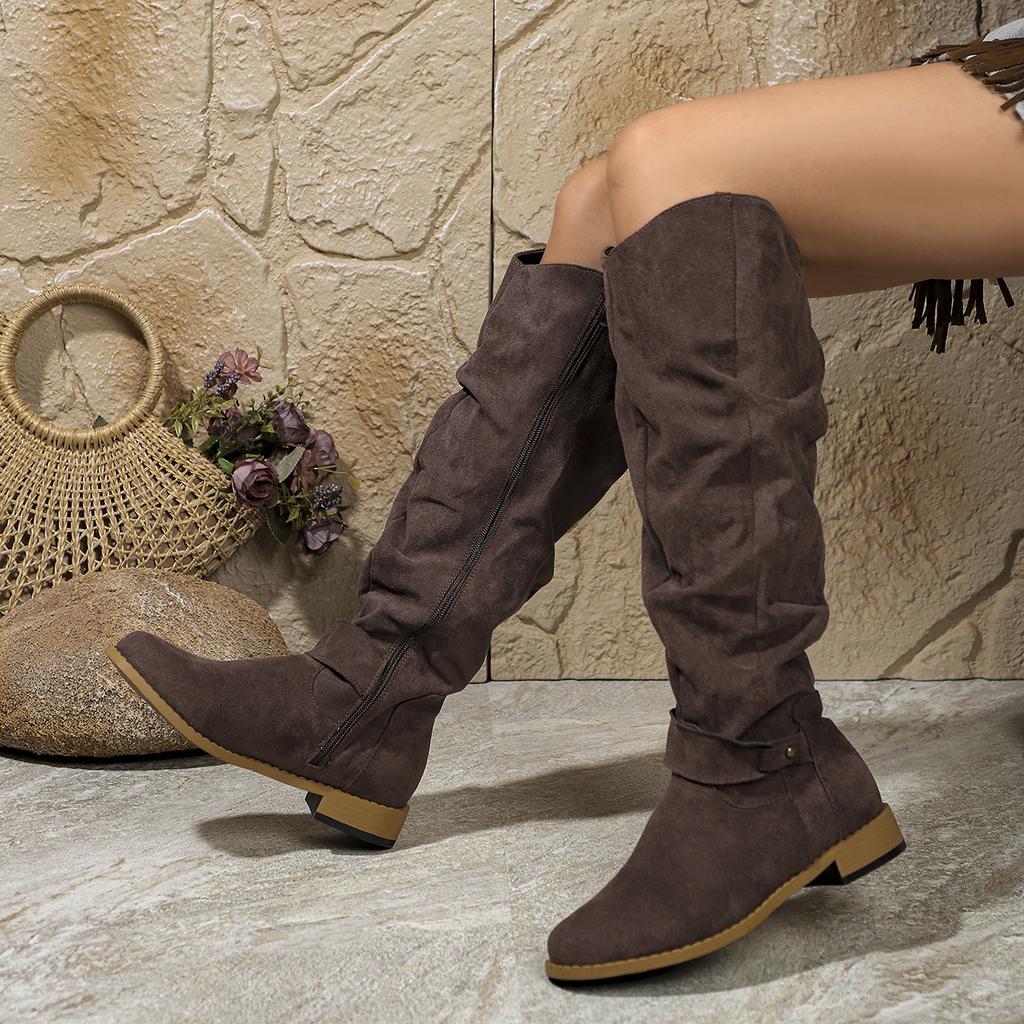 Foreign Trade 36~ 43 Yards Velvet Boots Popular In Autumn and Winter 2024 Outer Wear Side Zipper Thin Boots Women