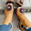 Fashion Large Size Female Sandals Summer New Rhinestone Wedge Heel Sweet Flowers Transparent Waterproof Leisure Women's Jelly Shoes