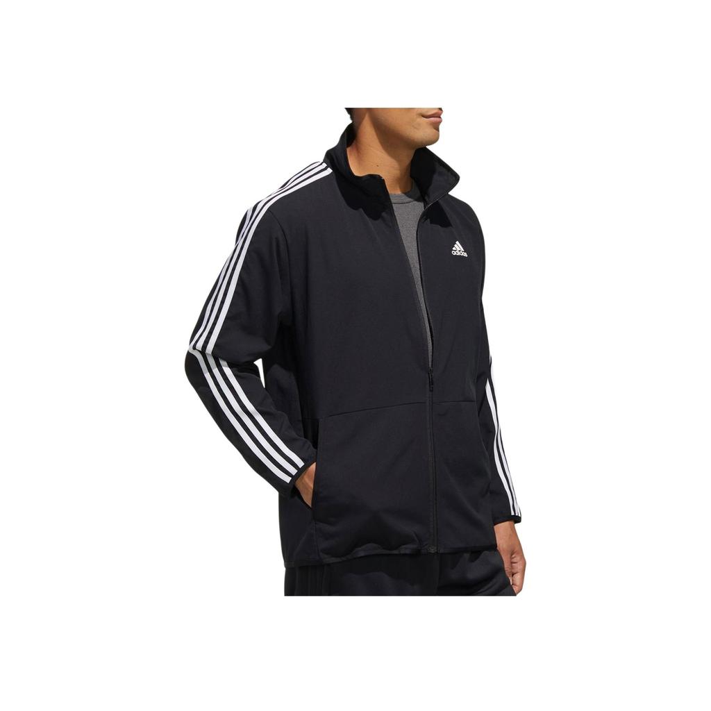 Adidas Striped Colorblock Zip-Up Stand Collar Jacket Men Jackets Black TR30J1-BW