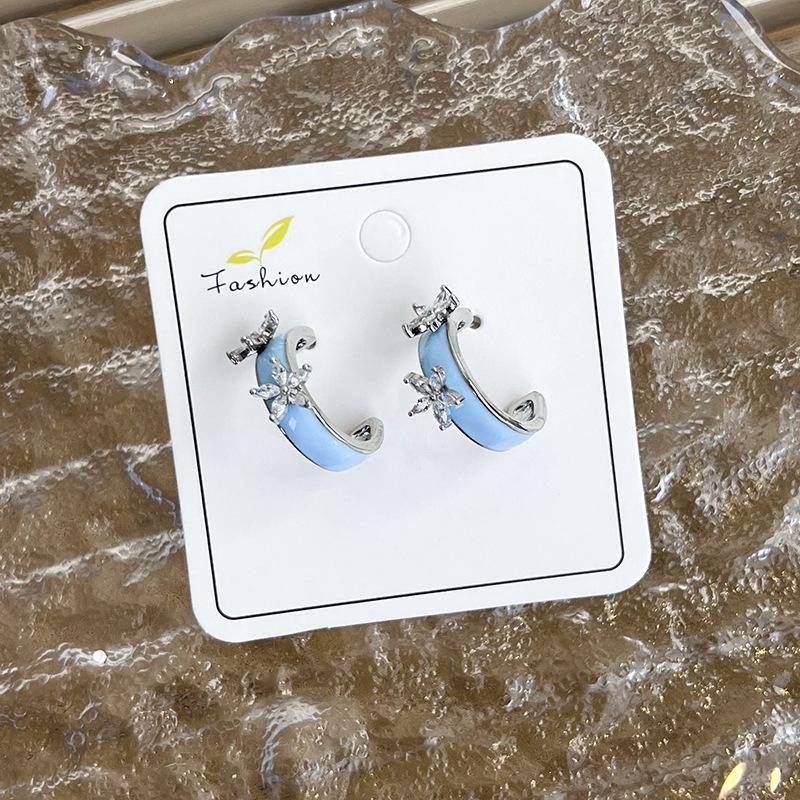 Свежие светло-голубые серьги, геометрические серьги, темперамент, сетка, красные модные шпильки, новая модная женщина