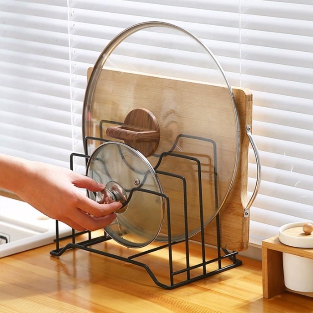Hollow Design Pan Lid Organizer Multifunctional Cutting Board Holder Kitchen Storage Rack Cabinet
